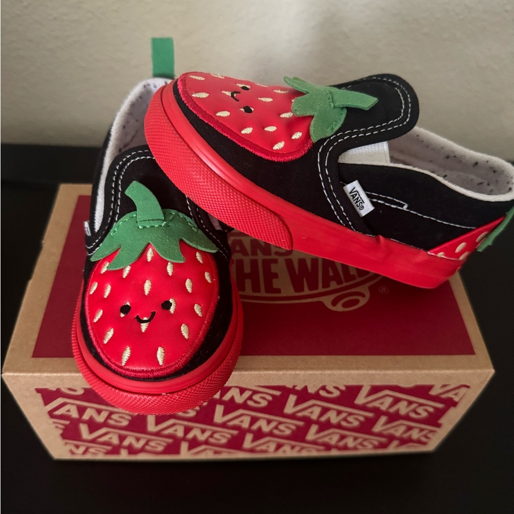 Toddler girl strawberry slip on vans…size 7…gently used.